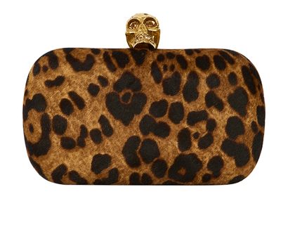 Alexander McQueen Leopard Printed Skull Clutch, front view